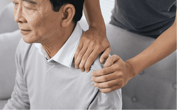 Relaxing massage for elderly man