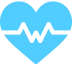 Blue heart symbol with pulse line