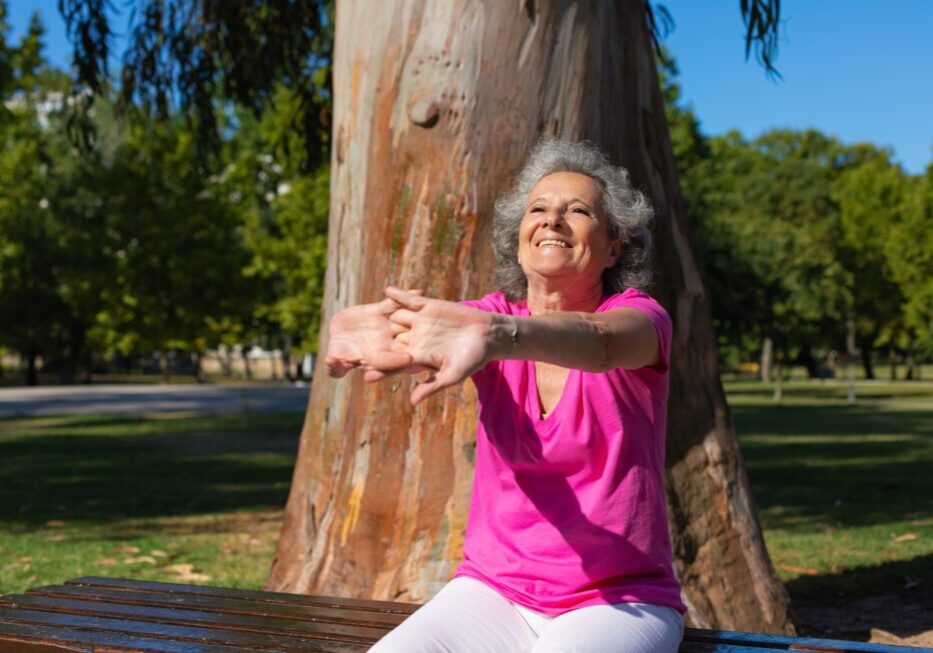 Happy senior enjoying outdoor exercise